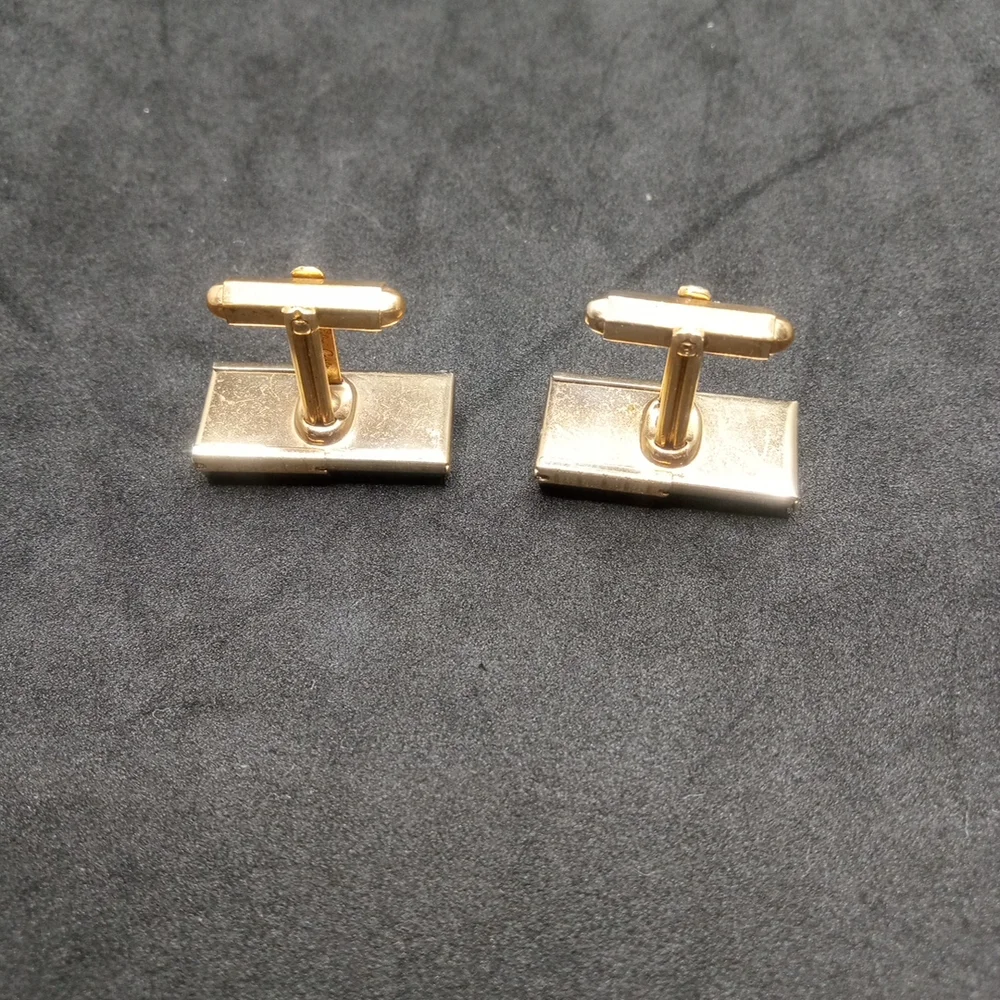 Vintage Cufflinks Green And Brown Adjustable Gold Tone By Kreisler Craft USA